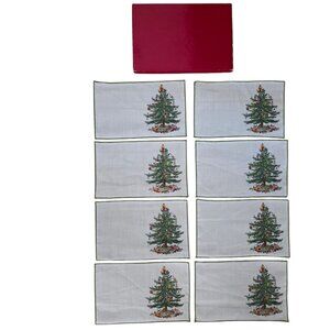 Spode Christmas Tree Set of 8 Linen Cocktail Napkins